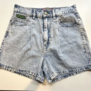 Empyre Tori Medium Baggy Cargo Jean Shorts Stone Acid Wash Denim Elastic Waist